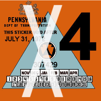 (image for) 1972-4 Pennsylvania Inspection Sticker